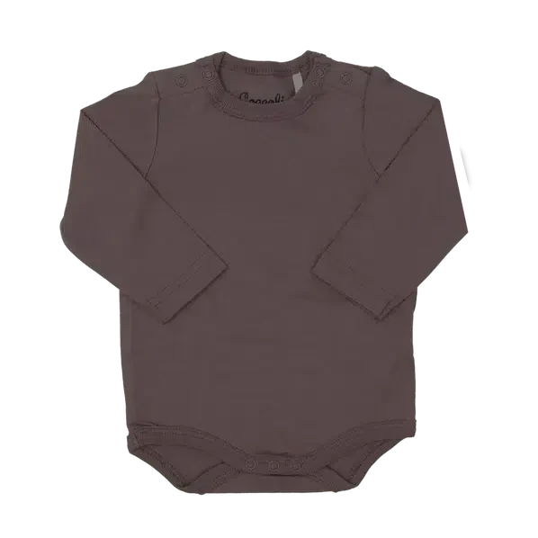 Coccoli - Modal Long Sleeve Bodysuit - Chocolate-Onesies-9-12M (9M)-Posh Baby