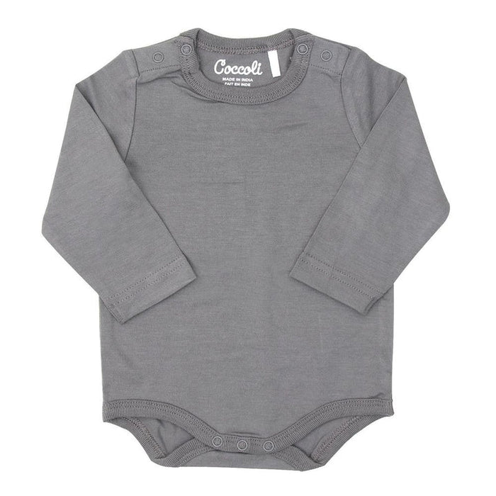 Coccoli - Modal Long Sleeve Bodysuit - Granite-Onesies-6-9M (6M)-Posh Baby