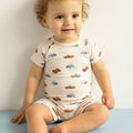 Coccoli - Modal Shortie Romper - Trucks-Footies + Rompers (Basic)-0-3M (1M)-Posh Baby