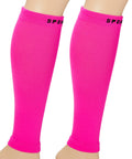A pair of bright pink compression calf foot socks with 'SPORTX' written on the upper ankle area.