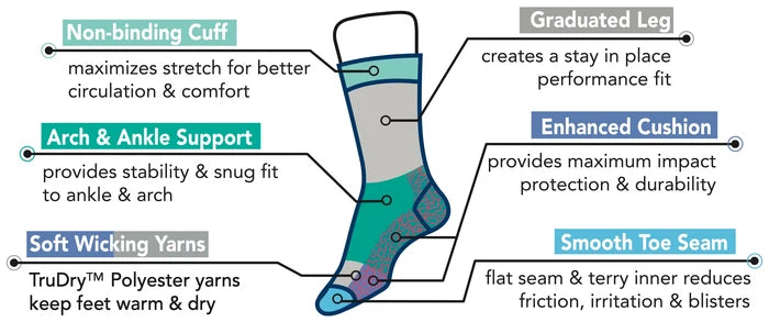 Compression Crew Socks | Heavyweight Grey Half-Cushion | Dr Motion Men ( 1 Pair )