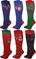 Compression Knee High Socks | Christmas Design | Women (6 Pairs)