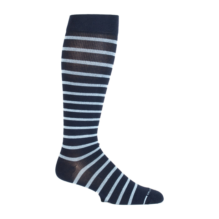 Compression Knee High Socks | Cotton Blend Stripes | Men's (1 Pair)