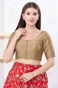 Copper Brown Solid Dupion Silk Blouse