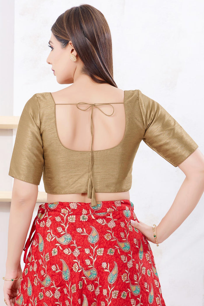 Copper Brown Solid Dupion Silk Blouse