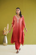 Coral Ombre Vine Kaftan Kurti
