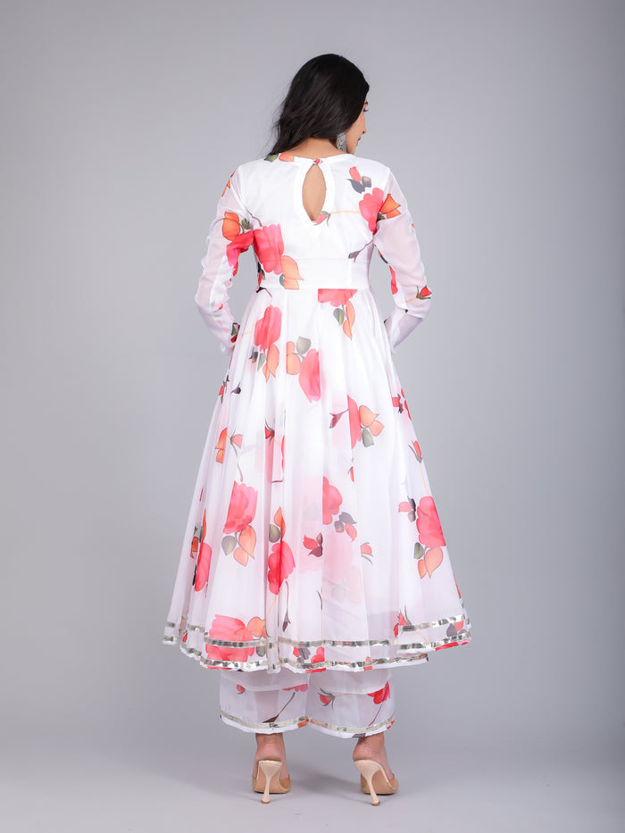 Coral Rose Trail Anarkali Set