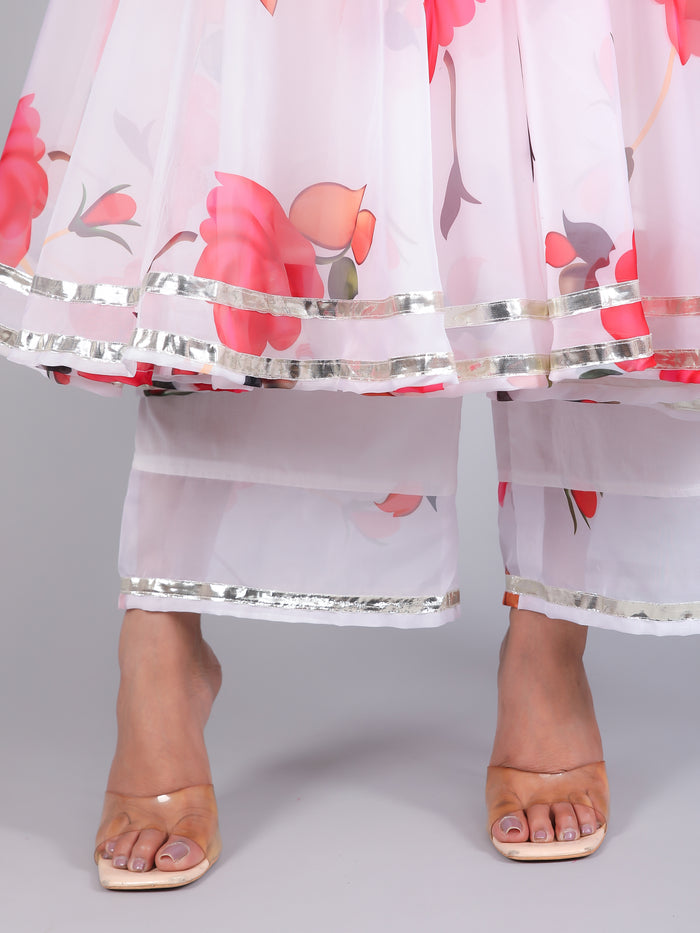 Coral Rose Trail Anarkali Set