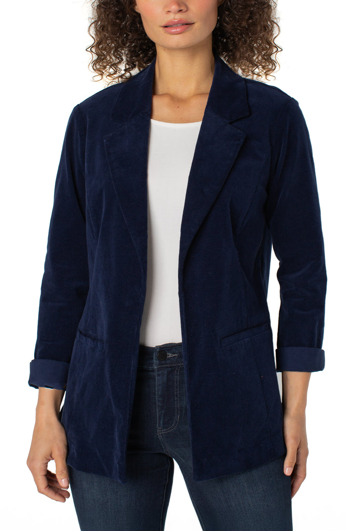 Corduroy Boyfriend Blazer in Arctic Night - Madison's Niche