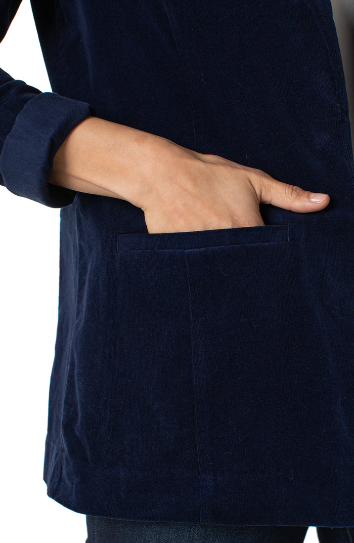 Corduroy Boyfriend Blazer in Arctic Night - Madison's Niche