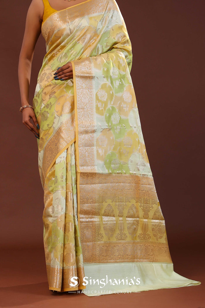 Corn Harvest Yellow And Green Rangkat Banarasi Saree