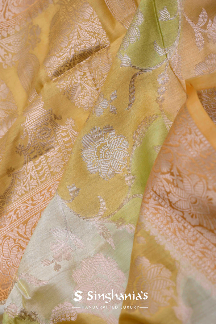 Corn Harvest Yellow And Green Rangkat Banarasi Saree