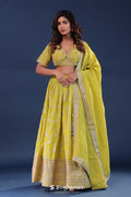 <img> Corn Yellow Silk Lehenga Set