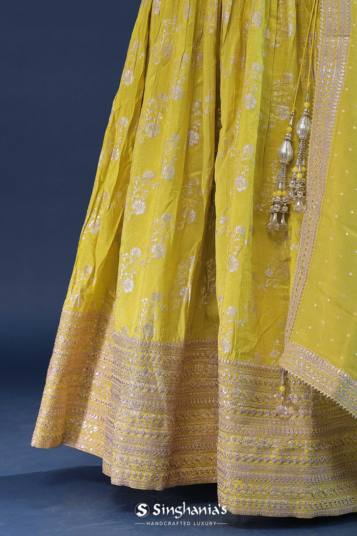 <img> Corn Yellow Silk Lehenga Set