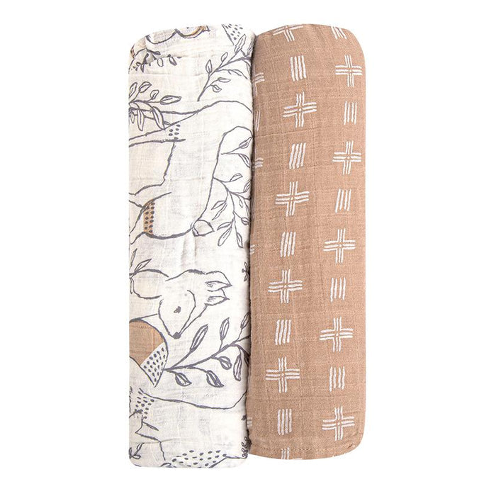 Crane Baby - 2-Pc. Swaddle Wraps - Ezra-Swaddle Blankets-Posh Baby