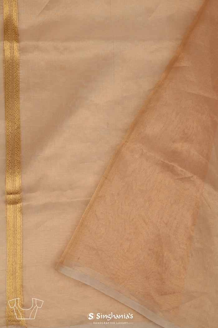 <img> Cream Gold Handcrafted Tissue Banarasi Saree