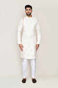 Cream Jacquard Silk Kurta Set