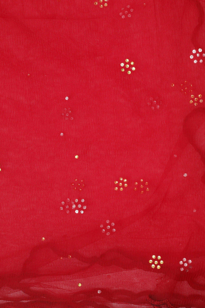Cream Raw Silk Kurti With Contrast Pants And Netted Dupatta Set