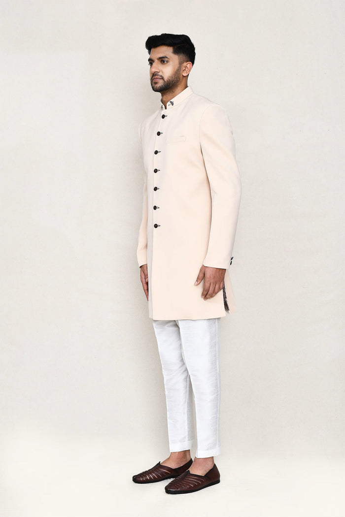 Cream Rayon Sherwani Set