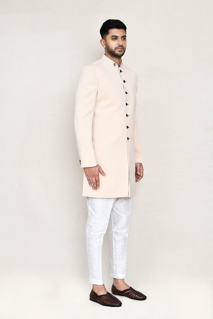 Cream Rayon Sherwani Set