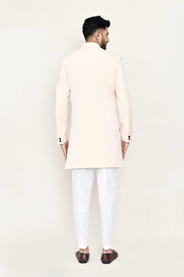 Cream Rayon Sherwani Set