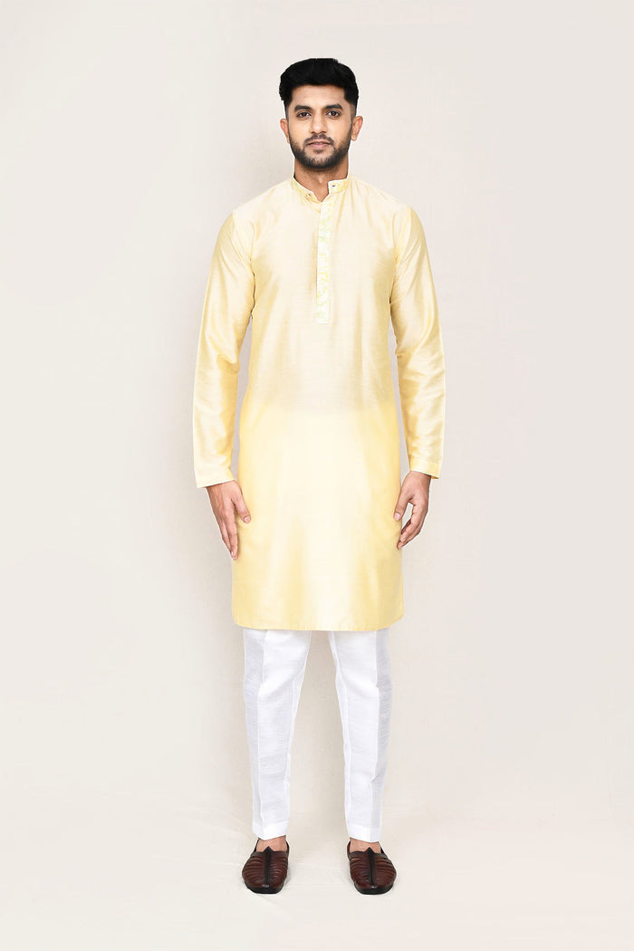 Cream Silk Kurta Set