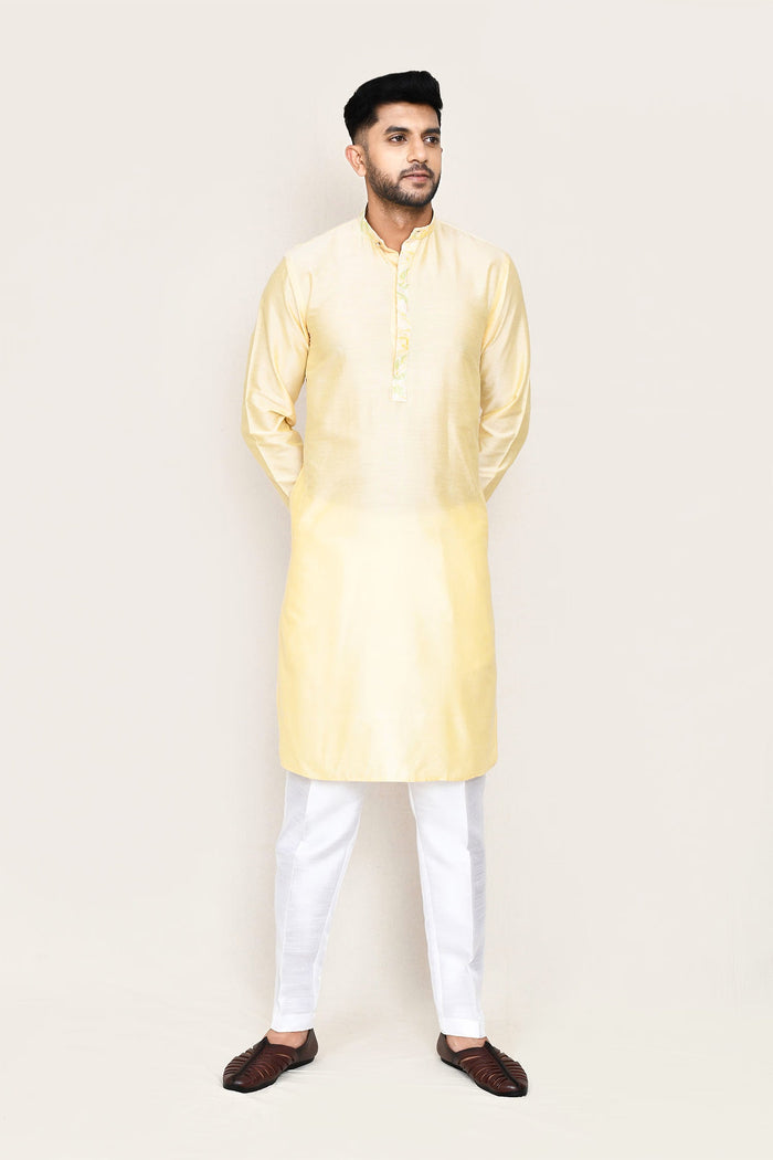 Cream Silk Kurta Set
