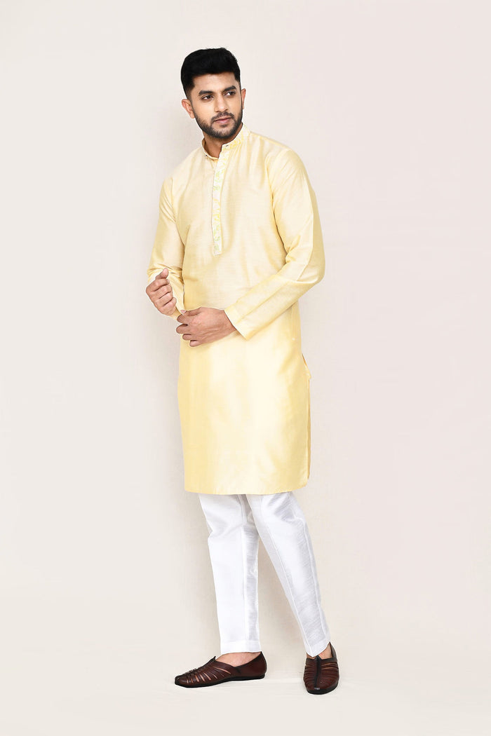 Cream Silk Kurta Set
