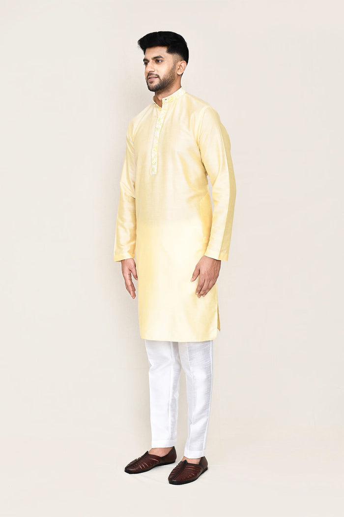 Cream Silk Kurta Set