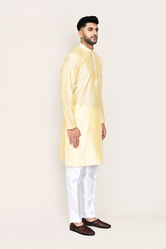 Cream Silk Kurta Set