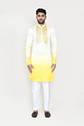 Cream To Yellow Gradient Satin Silk Kurta Set