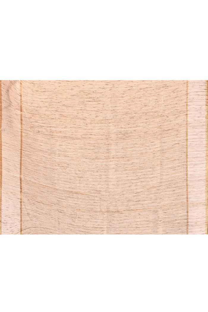 Creamish White Embroidered Tussar Saree
