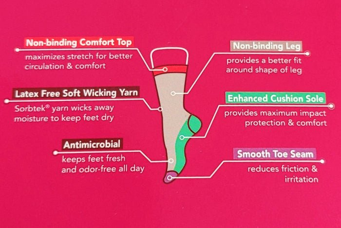 Crew-length diabetic socks styled with casual shoes for daily wear
