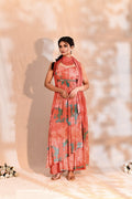 Crimson Pink Georgette Floral Anarkali Set