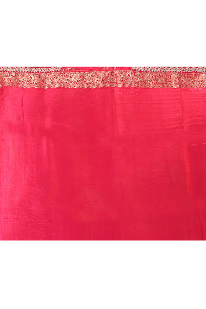 Crimson Pink Paisley Banarasi Silk Saree