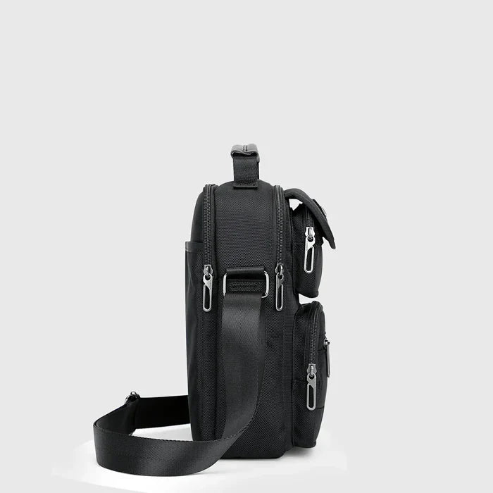 Crossbody Nylon Sling Bag Small Messenger Bag, side profile and slim size