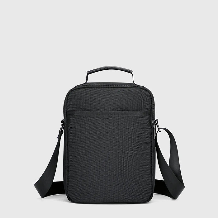 WITZMAN men’s black nylon crossbody sling bag with multiple compartments and iPad pocket B710 back