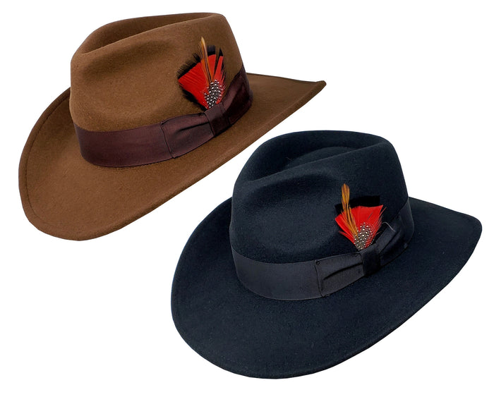 Different Touch Indiana Jones Outback Cowboy Crushable Wool Hats