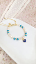 Danica Eye Turquoise Bracelet Pearls