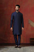 Dark Blue Dupion Kurta Set