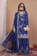 Dark Blue Floral Embroidered Georgette Sharara Set
