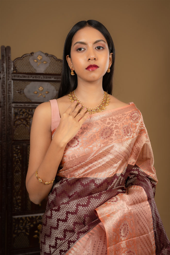 Dark Maroon Kanjivaram Silk Saree