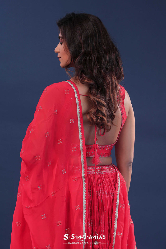 <img> Dark Orange Georgette Lehenga Set