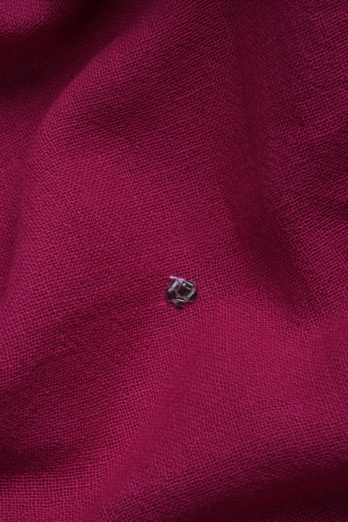 Dark Pink Embroidered Khadi Saree