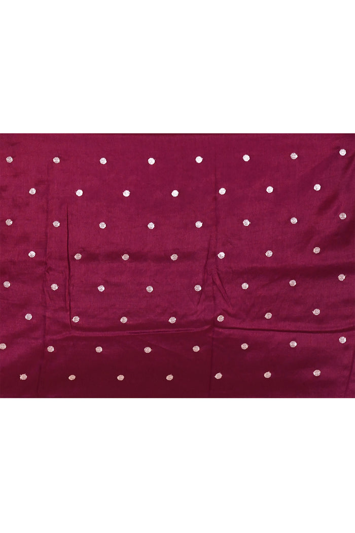 Dark Purple Butti Embroidered Silk Saree