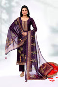 Dark Purple Chiffon Floral Sequin Kurta Set