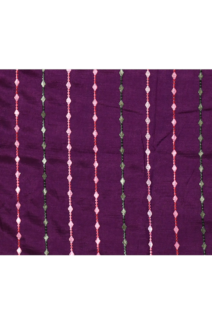 Dark Purple Floral Silk Saree