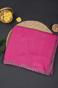 Dark Rose Pink Embroidered Silk Saree