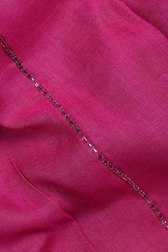 Dark Rose Pink Embroidered Silk Saree