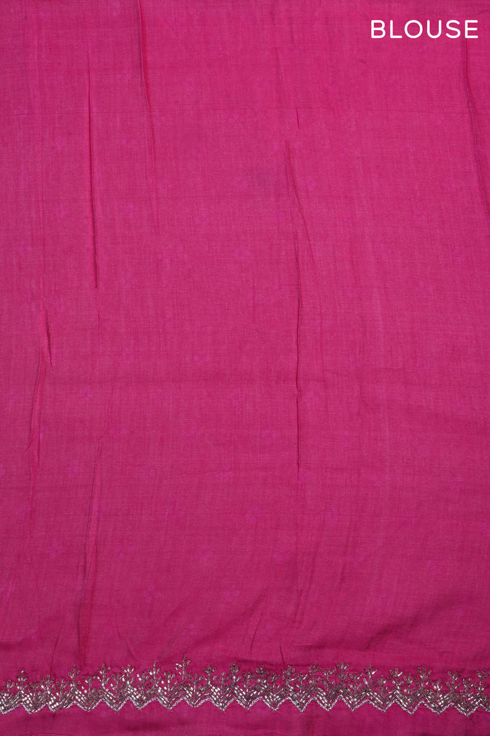 Dark Rose Pink Embroidered Silk Saree